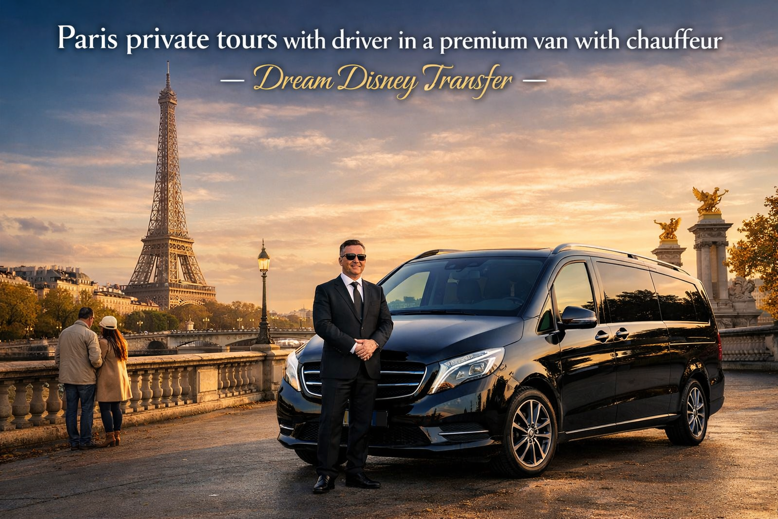 Paris private tours with driver in a premium van with chauffeur