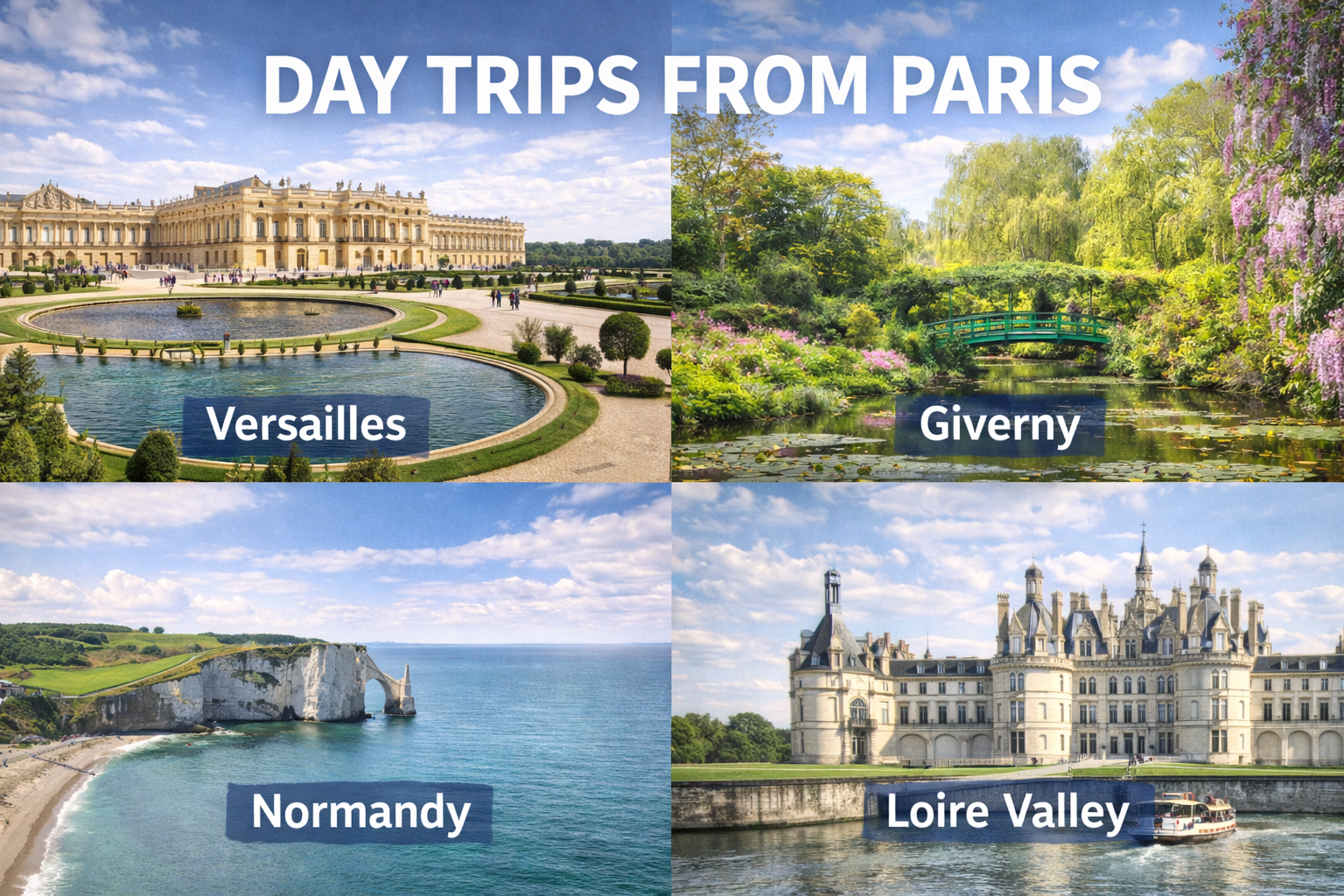Private day trips from Paris with chauffeur – Versailles, Normandy, Loire Valley