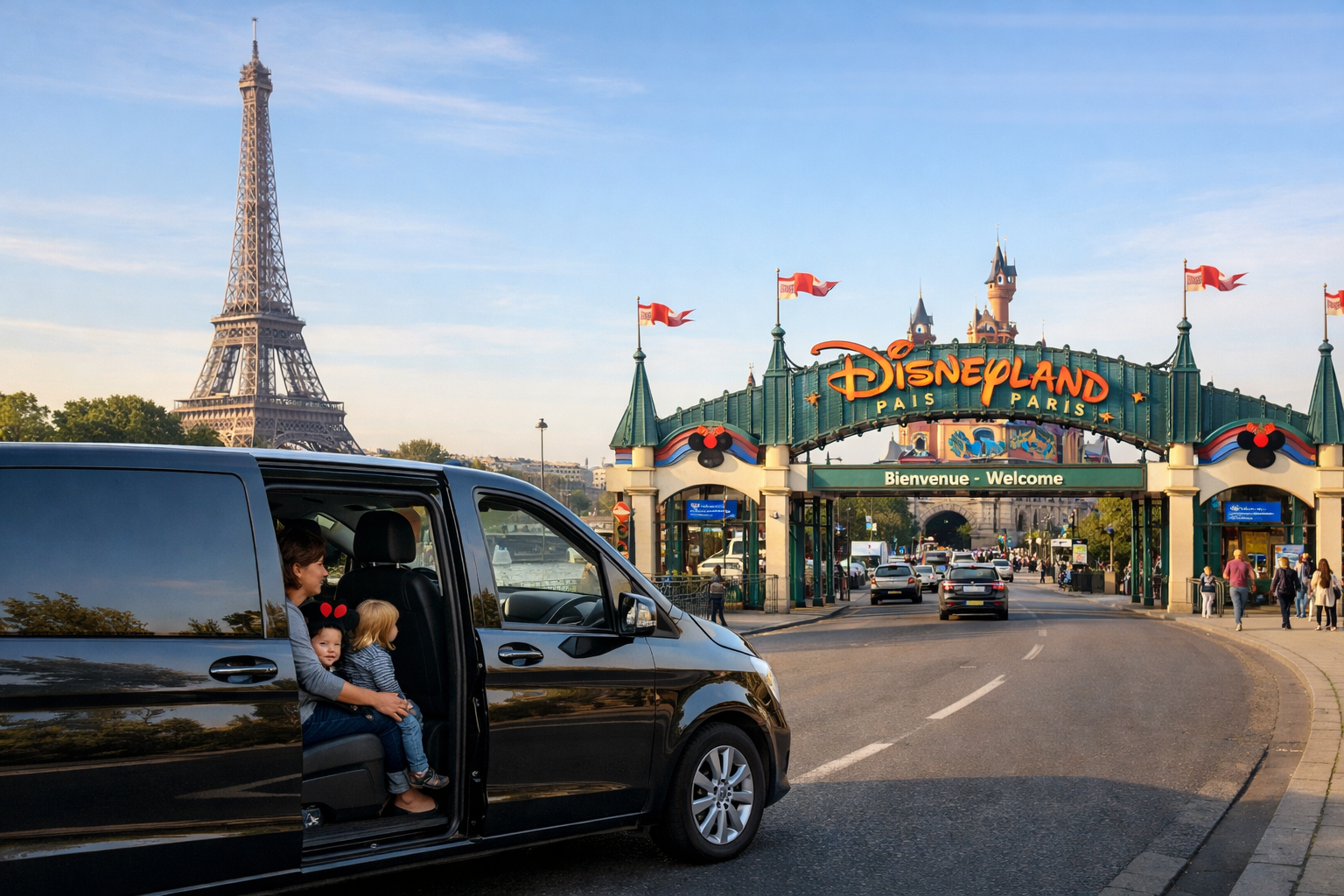 Paris to Disneyland transfer - private chauffeur from Paris hotels and apartments to Disneyland Paris