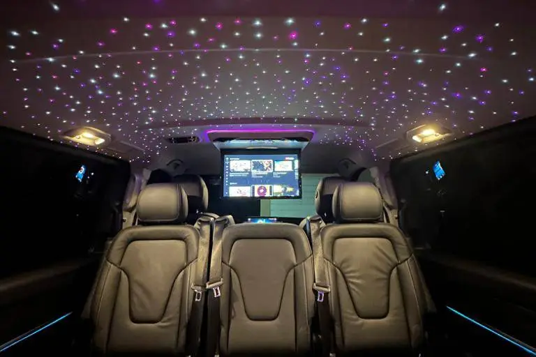 Luxury van interior with starry ceiling