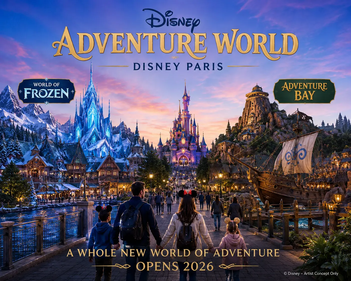 Disney Adventure World 2026 — new Disneyland Paris park with World of Frozen and Adventure Bay