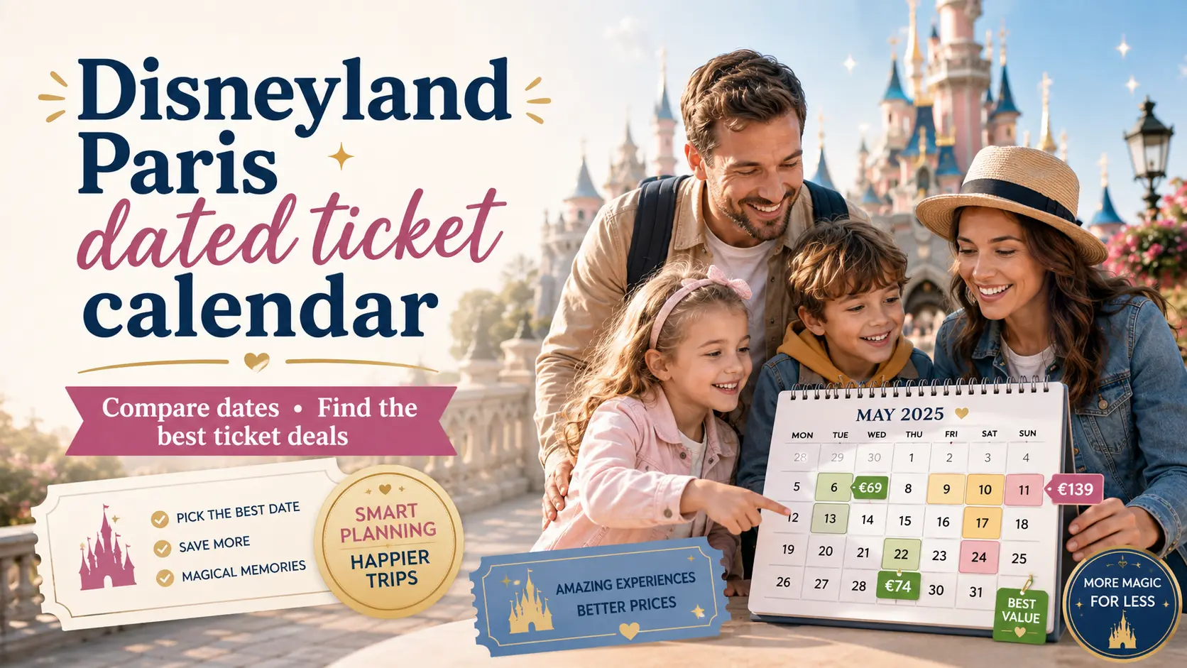 Disneyland Paris dated ticket calendar and ticket deals