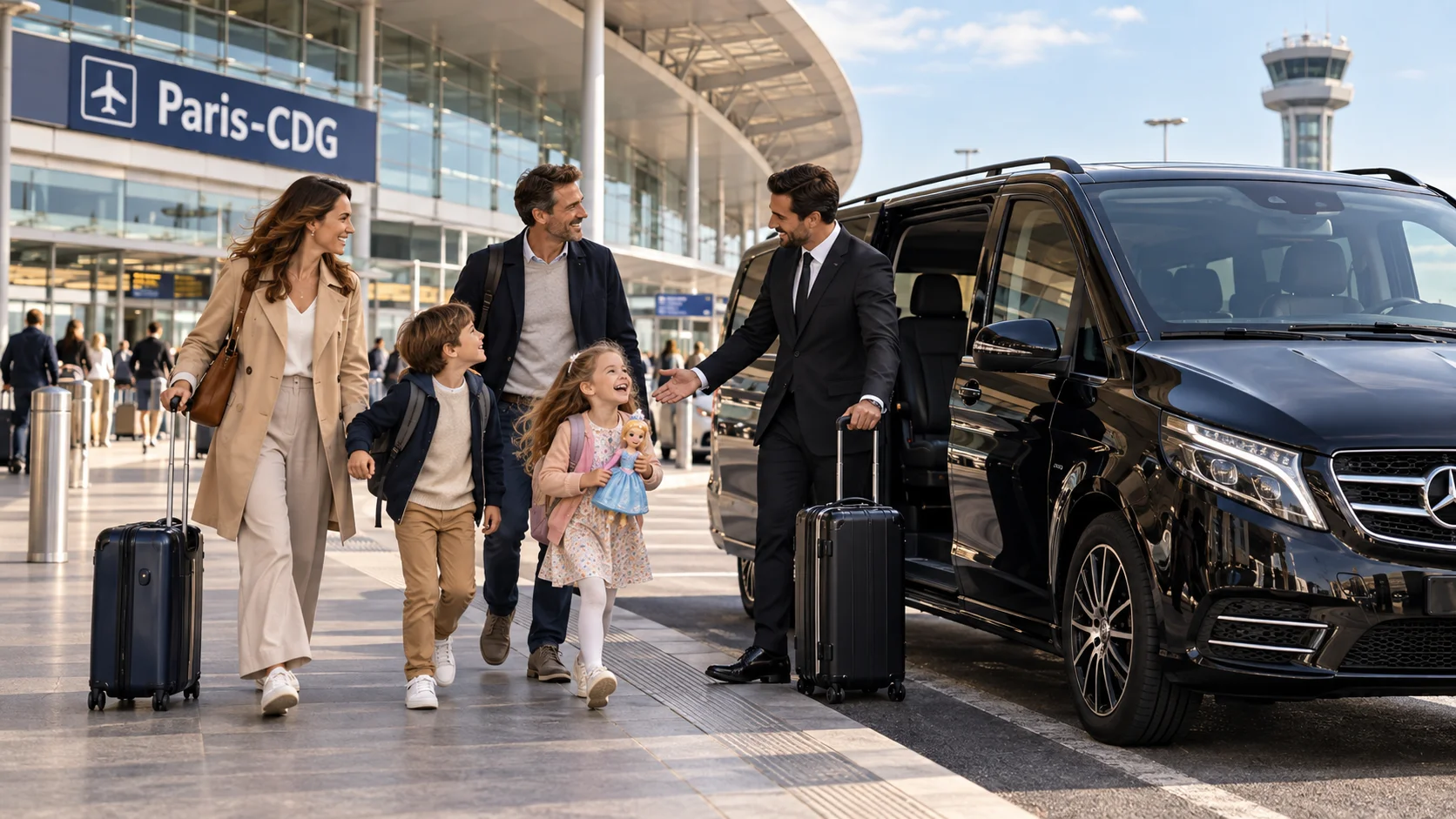 Private family van transfer from CDG Airport to Disneyland Paris